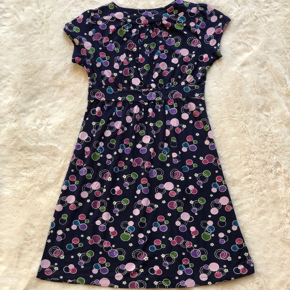 LN Talbots Kids Navy circles flowers dress